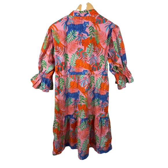 MARIGOLD by VICTORIA DUNN Women's Jungle Print Knee Length Dress Orange Large - Picture 9 of 10